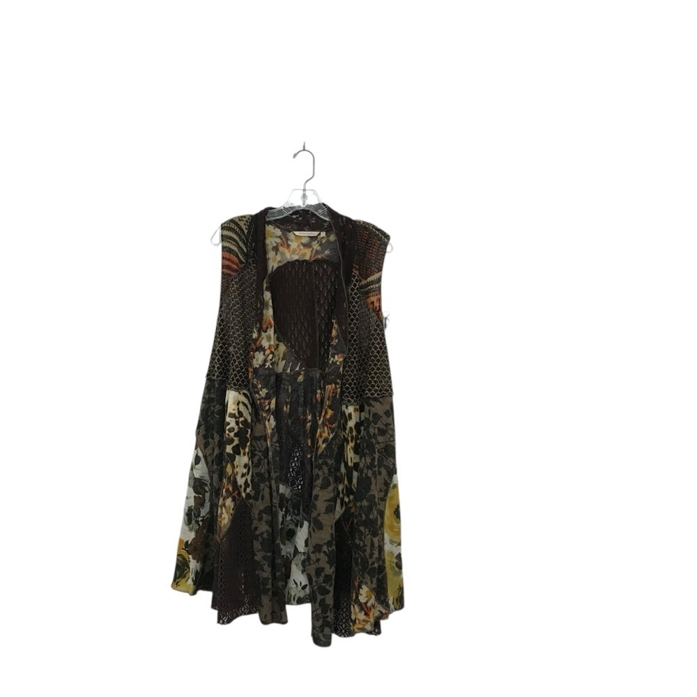 Soft Surroundings women’s Open Front Beat Mixes Material Knit Lagenlook Boho S/M